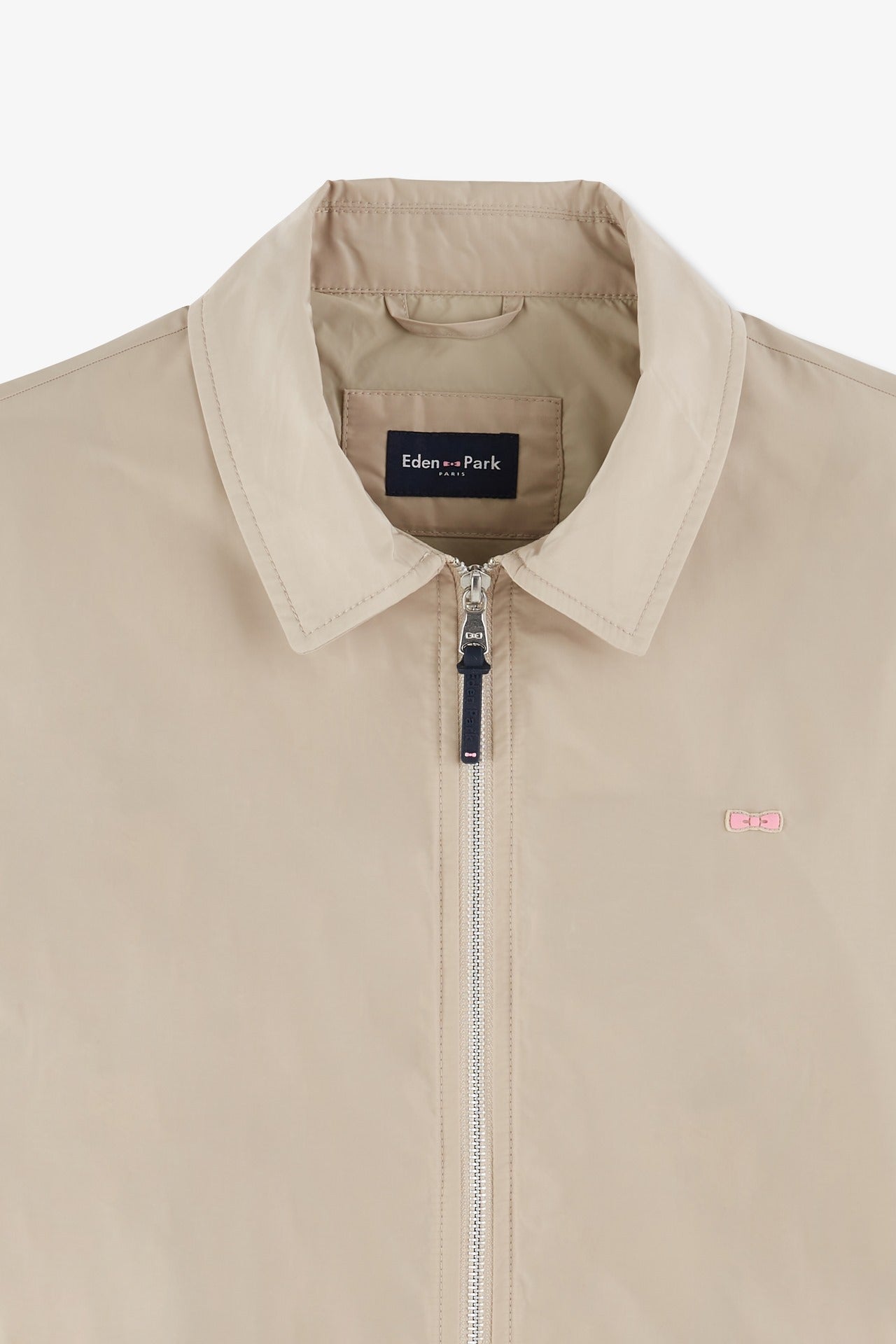 Blouson zippé à col classique beige