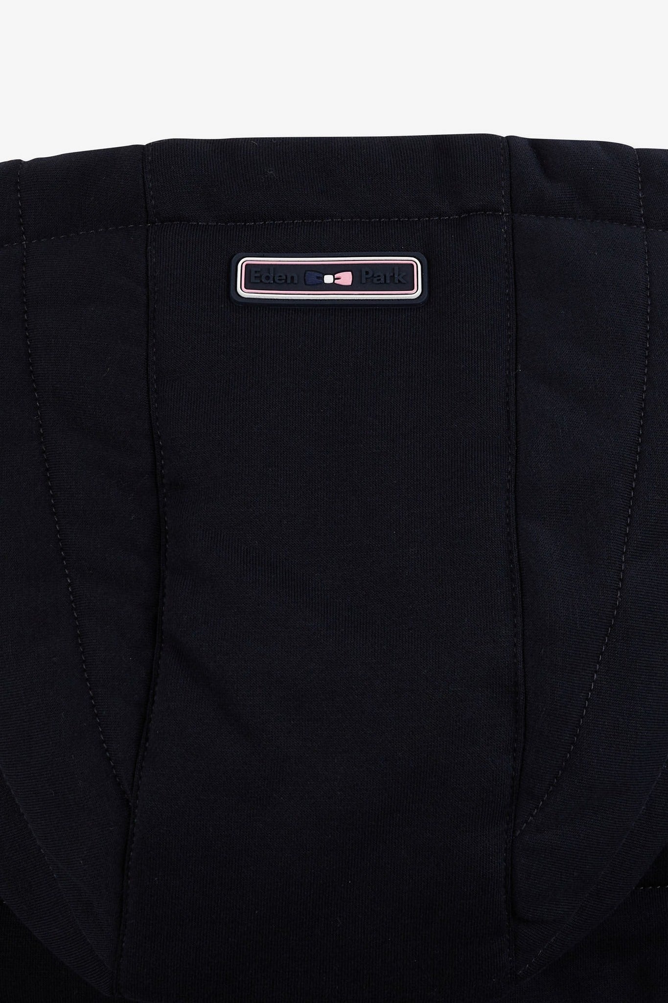 Navy blue sleeveless hooded puffa jacket