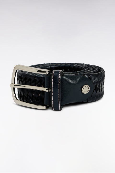 Ceinture en cuir tressé marine - Image 1