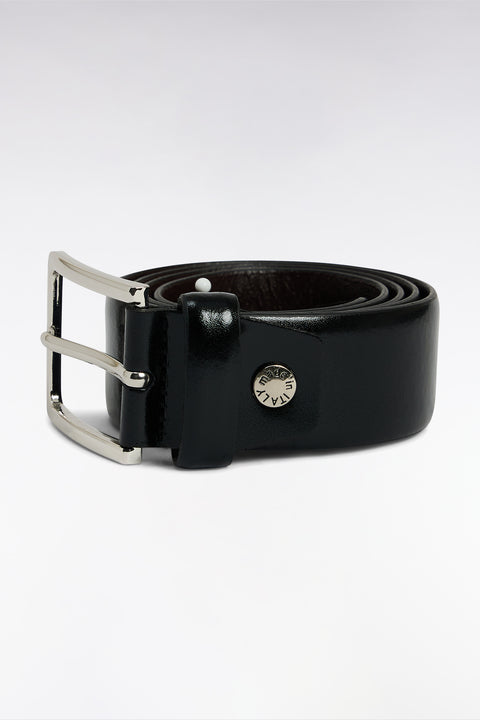 Ceinture en cuir lisse noire - Image 1