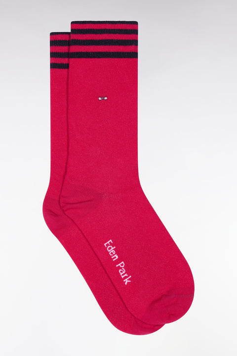 Fuchsia pink stretch cotton-blend socks with full-rim trim - Image 1
