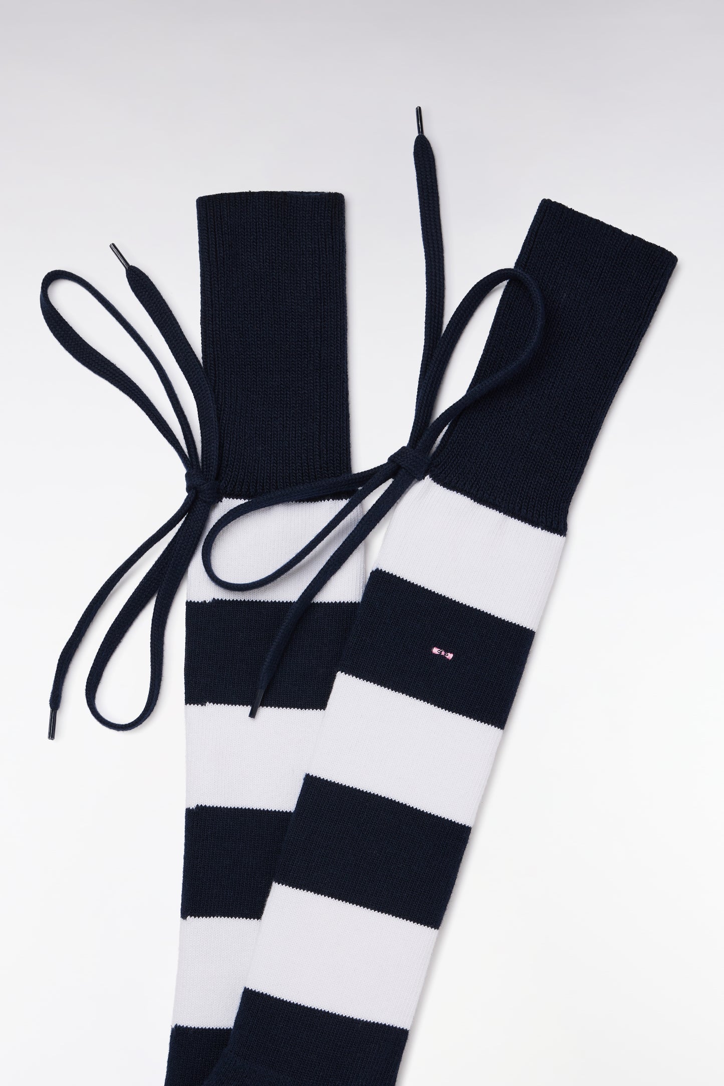 Navy and white full-rimmed rugby socks