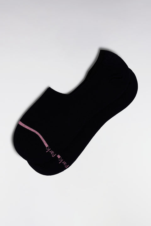 Navy stretch cotton-blend low socks with pink trim - Image 1