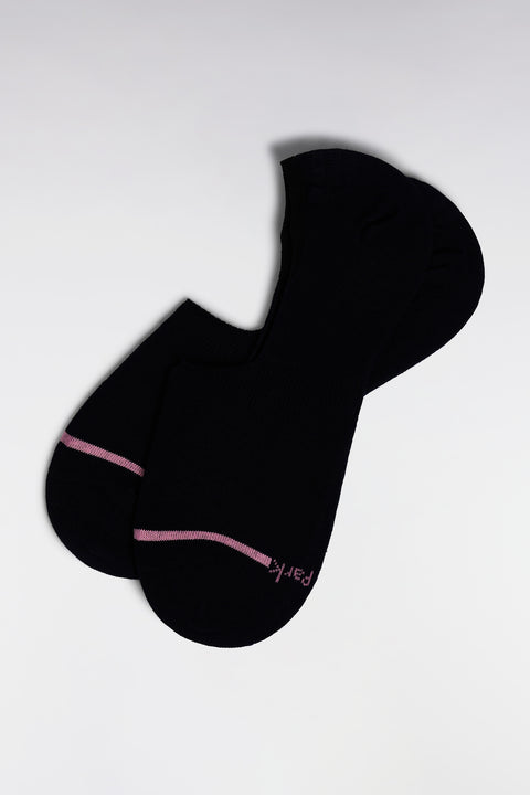Navy stretch cotton-blend low socks with pink trim - Image 2