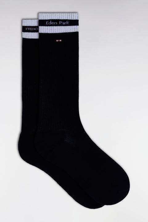 Navy stretch cotton-blend socks with Eden Park logo - Image 1