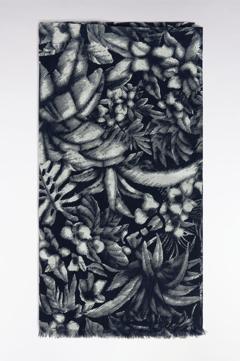 Écharpe en coton marine imprimé jungle - Image 2