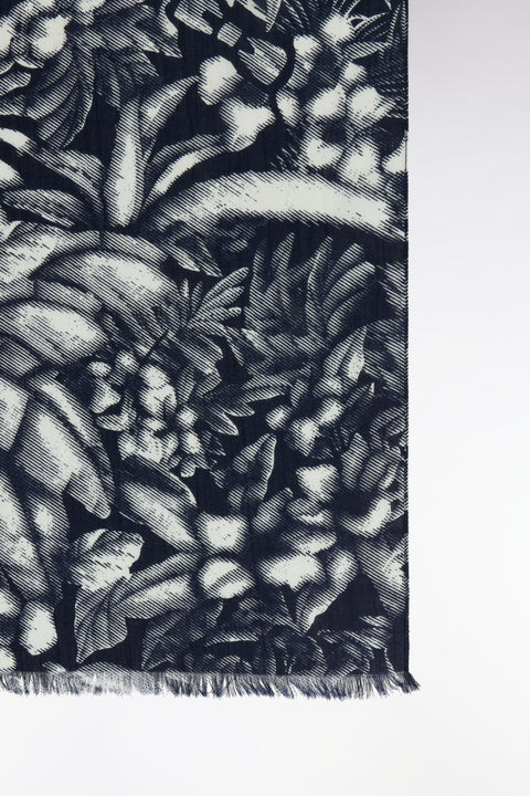 Écharpe en coton marine imprimé jungle - Image 3