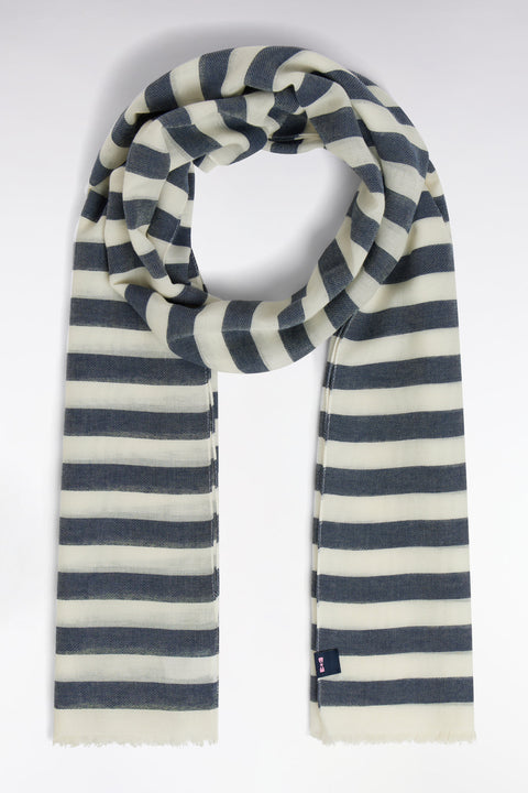 Chèche en coton mélangé à fines rayures marine - Image 1