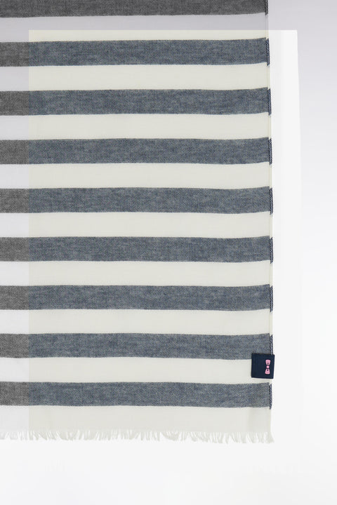 Chèche en coton mélangé à fines rayures marine - Image 2