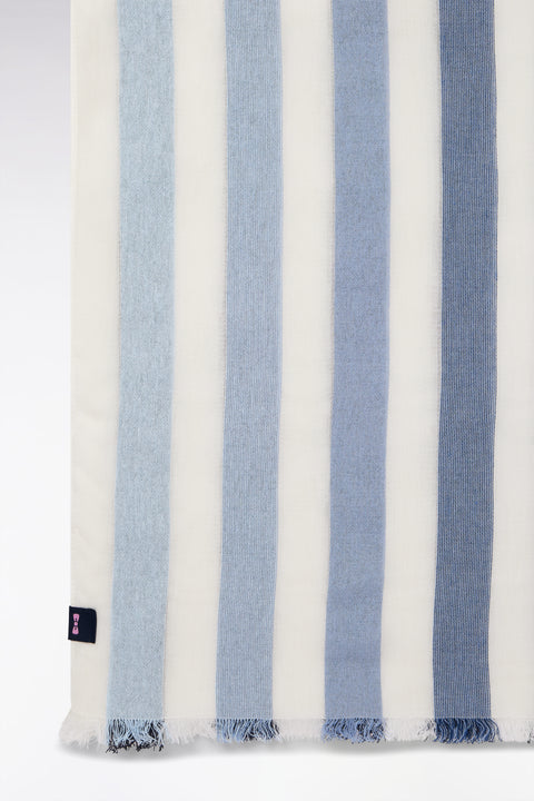 Écharpe rayée en coton mélangé bleue - Image 3