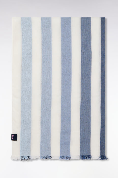 Écharpe rayée en coton mélangé bleue - Image 2