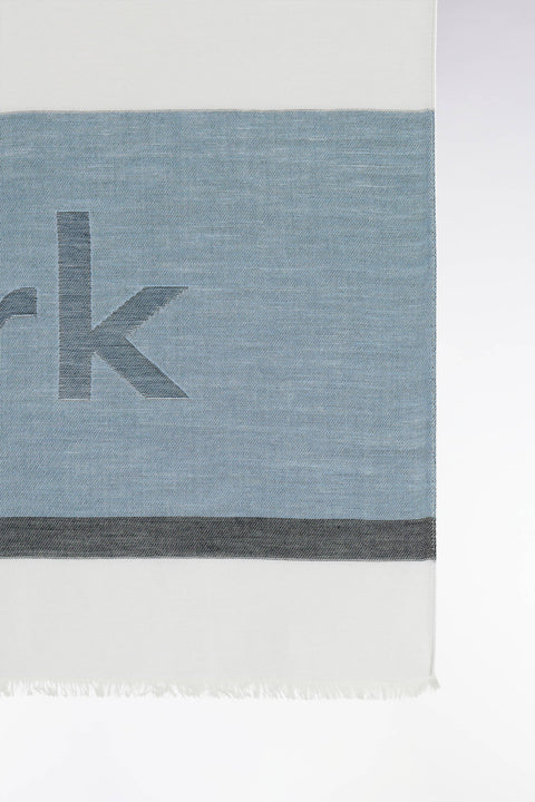 Écharpe cerclée en coton mélangé grise et ciel - Image 3