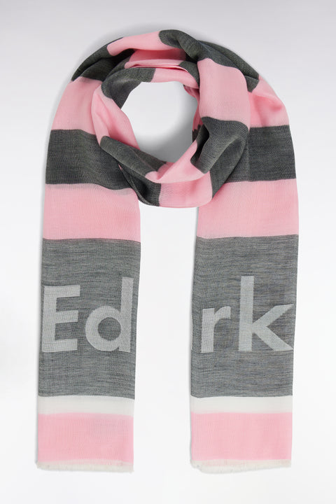 Écharpe cerclée en coton mélangé grise et rose - Image 1