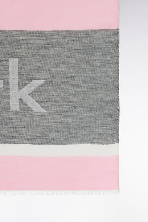 Écharpe cerclée en coton mélangé grise et rose - Image 3