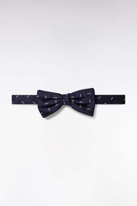 Nœud papillon en soie rose à micromotifs nœuds papillon - Image 1