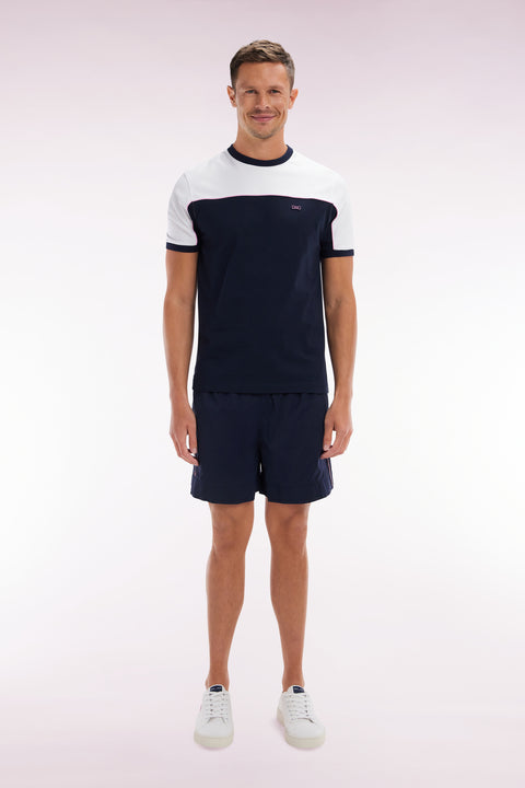 Maillot de bain marine à passepoil rose - Image 1