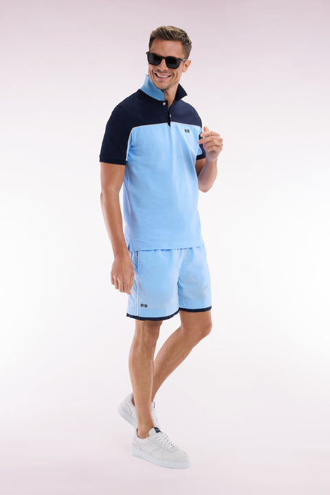 Maillot de bain ciel à passepoil blanc - Image 3