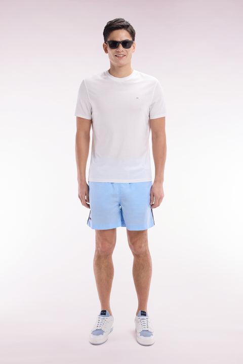 Sky blue swimsuit with tricolor details - Image 1