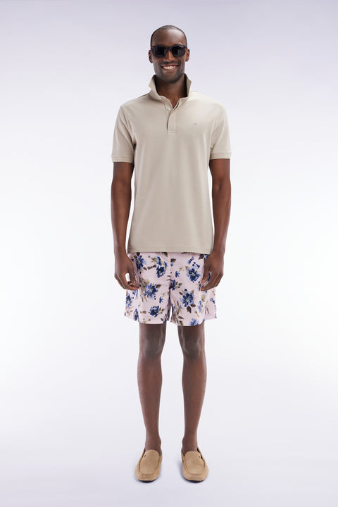 Maillot de bain rose à imprimé floral bleu - Image 1