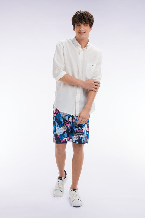 Maillot de bain marine à imprimé floral - Image 1