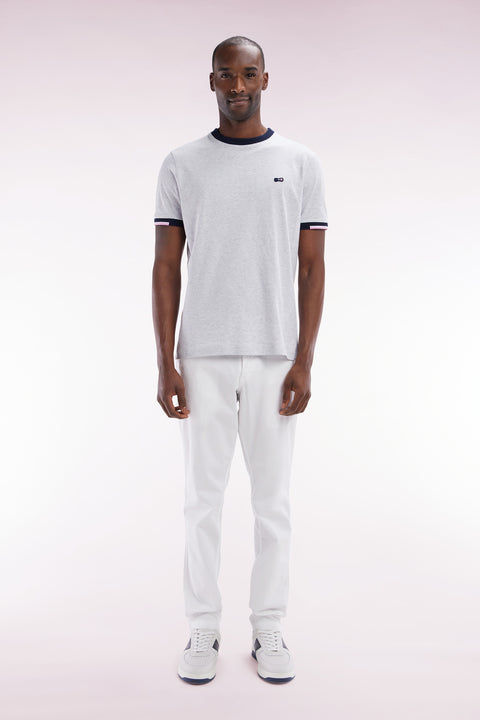 White straight-cut stretch cotton pleat-free chinos - Image 1