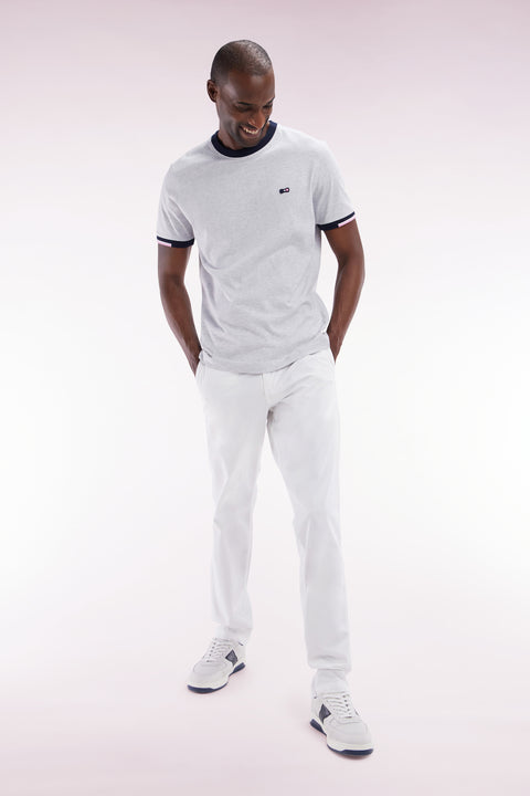 White straight-cut stretch cotton pleat-free chinos - Image 3