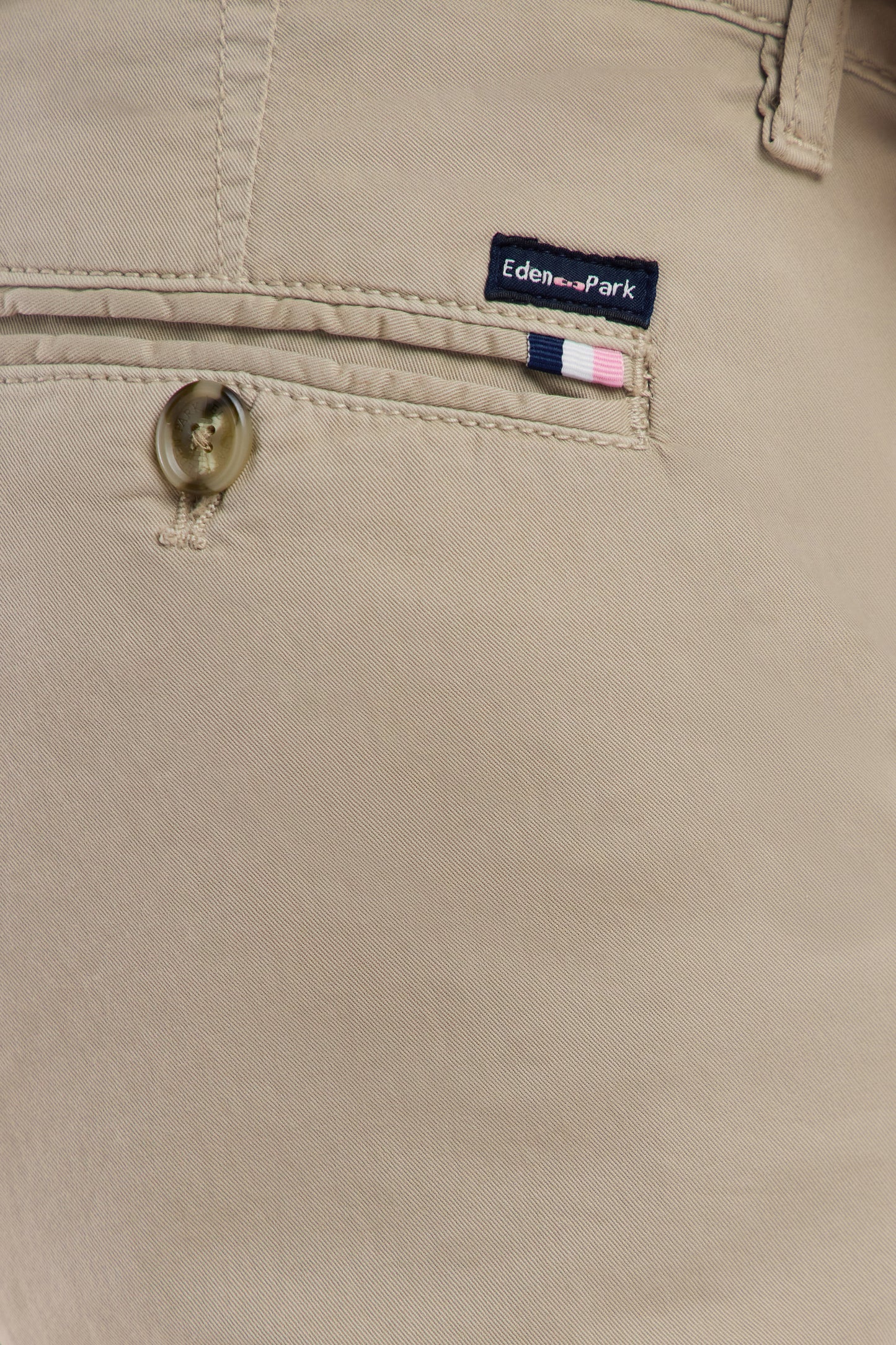 Beige straight-cut stretch cotton pleat-free chinos