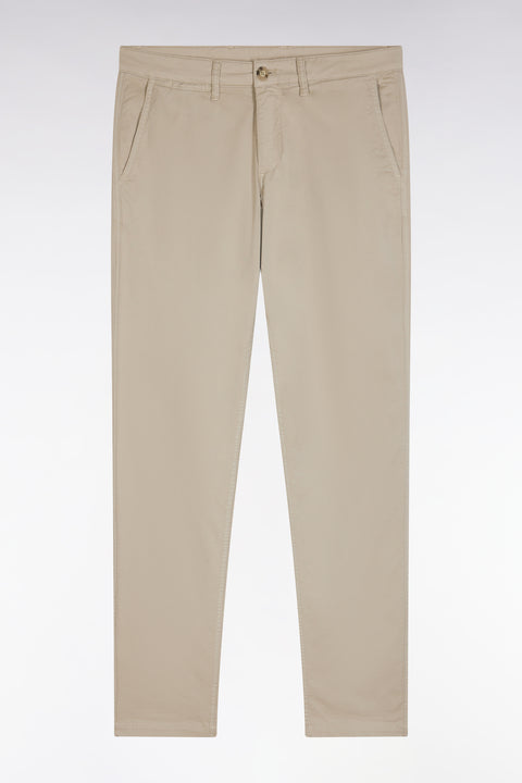 Pantalon chino sans plis en coton stretch beige coupe droite - Image 2