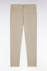 Pantalon chino sans plis en coton stretch beige coupe droite