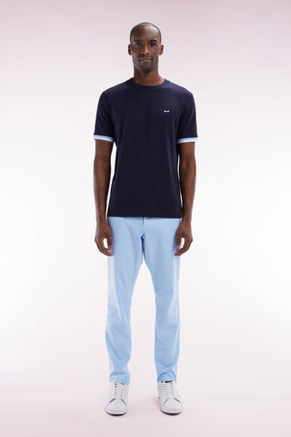 Pantalon chino sans plis en coton stretch bleu clair coupe droite