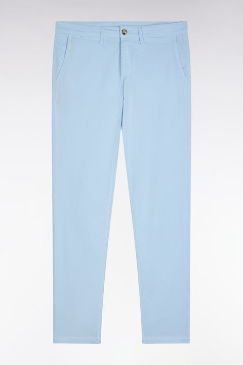 Light blue straight-cut stretch cotton pleat-free chinos - Image 2