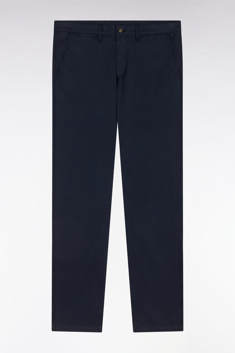 Pantalon chino sans plis en coton stretch marine coupe droite - Image 2