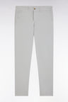Pantalon chino sans plis en coton stretch gris coupe droite