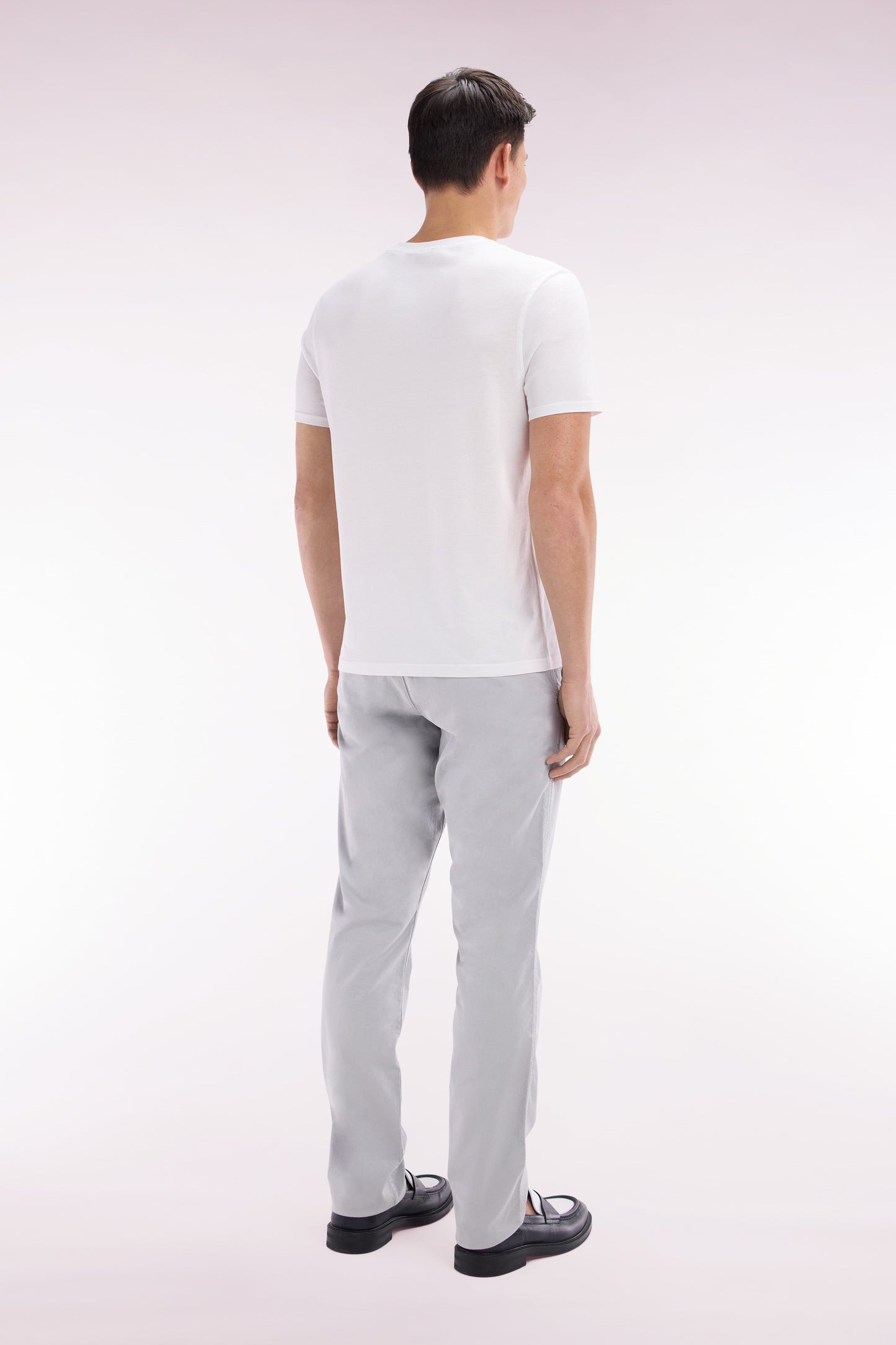 Grey straight-cut stretch cotton pleat-free chinos