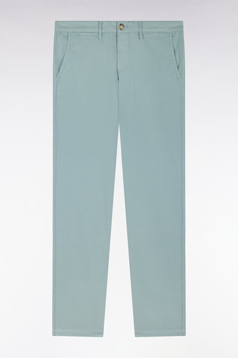 Pantalon chino sans plis en coton stretch gris moyen coupe droite - Image 1