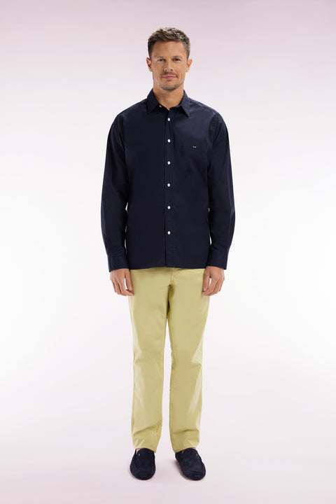 Pantalon chino sans plis en coton stretch ivoire coupe droite - Image 1