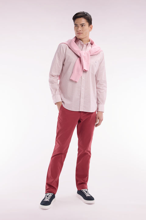 Pantalon chino sans plis en coton stretch rouge coupe droite - Image 3