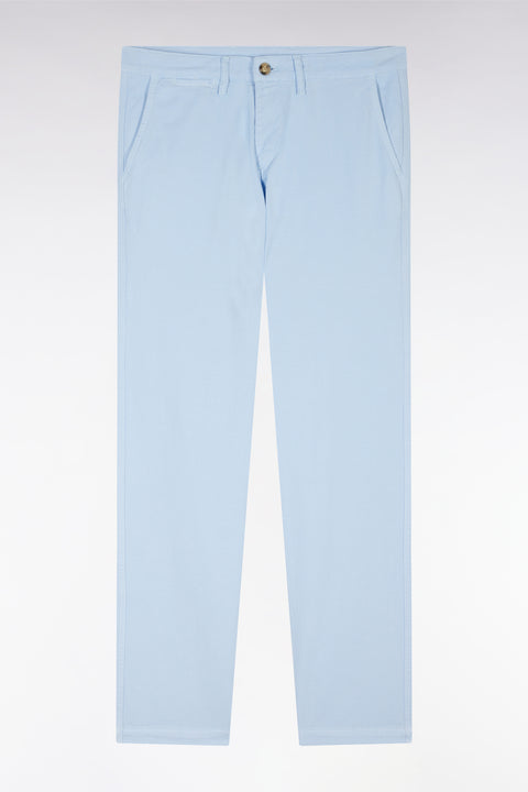 Pantalon chino sans pli en coton et lin stretch bleu ciel coupe droite - Image 2