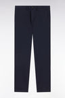 Straight-cut navy stretch cotton and linen pleat-free chinos