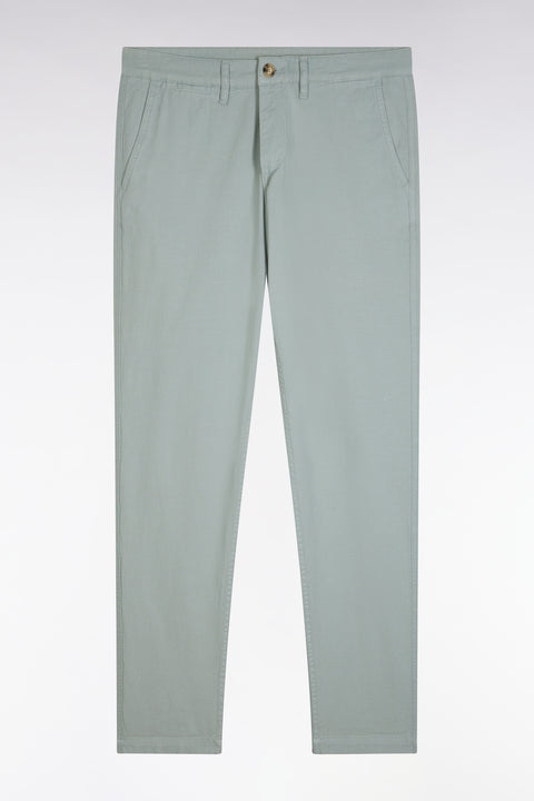 Pantalon chino sans pli en coton et lin stretch gris moyen coupe droite - Image 2