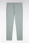 Straight-cut medium grey stretch cotton and linen pleat-free chinos