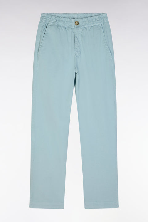 Pantalon chino sans plis en coton stretch vert d'eau coupe droite - Image 1
