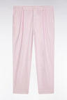 Pantalon chino à plis en coton stretch rose coupe droite