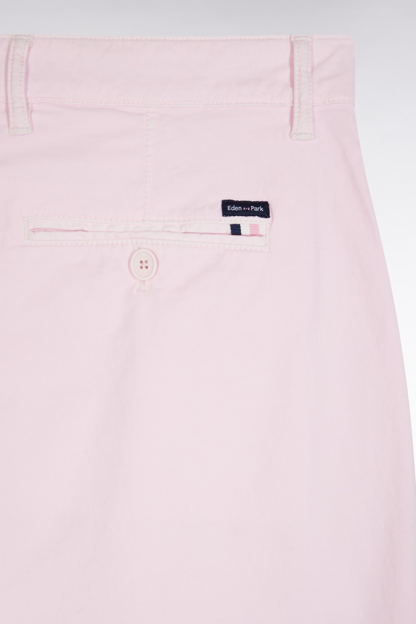 Pleated straight fit chinos in pink stretch cotton