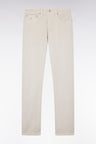Straight-cut beige stretch denim 5-pocket jeans