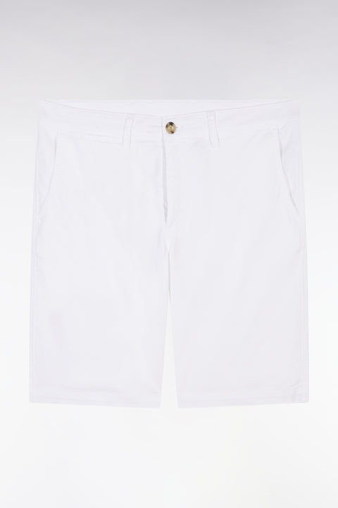 Bermuda chino en coton stretch blanc coupe droite - Image 2