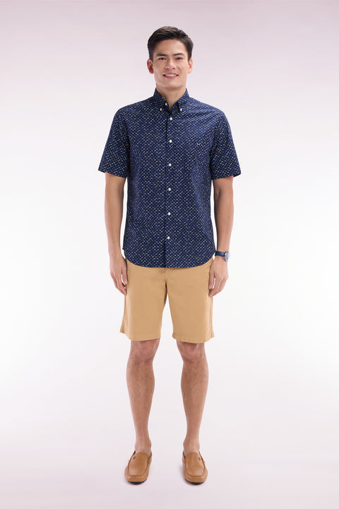 Bermuda chino en coton stretch camel coupe droite - Image 1