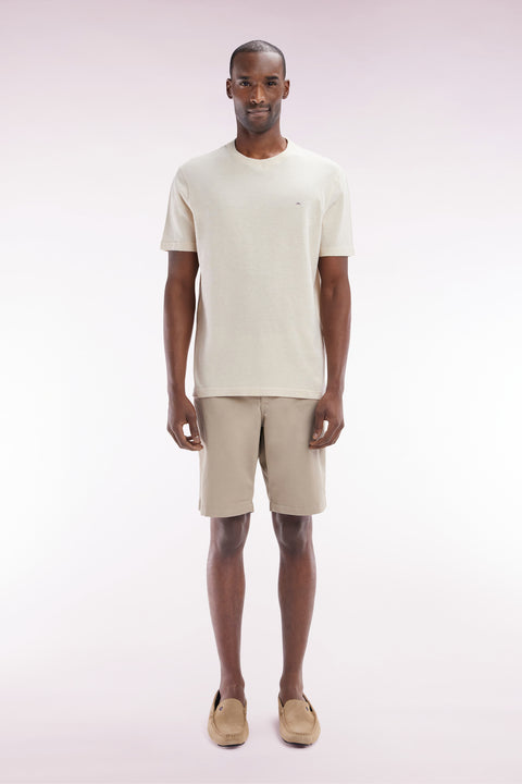 Bermuda chino en coton stretch beige coupe droite - Image 1