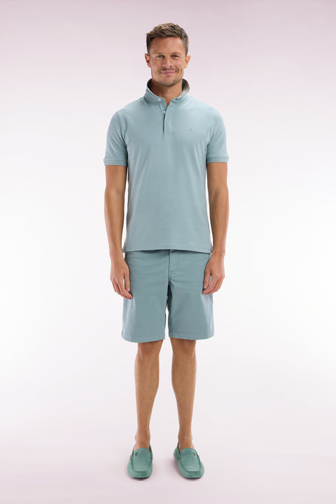 Bermuda chino en coton stretch gris moyen coupe droite - Image 1