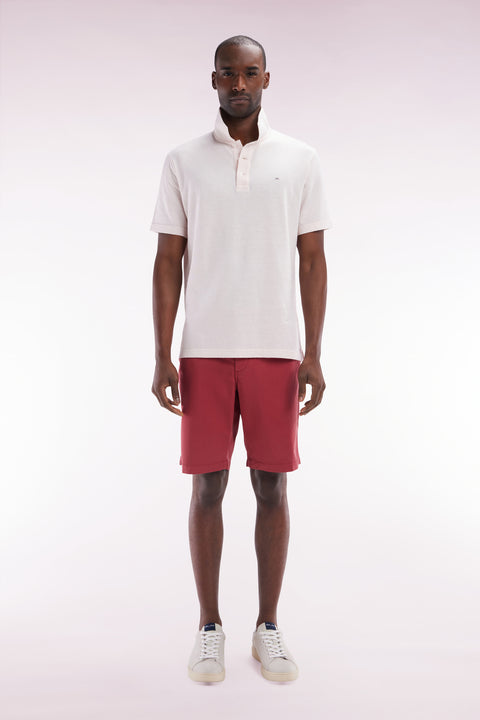 Bermuda chino en coton stretch rouge coupe droite - Image 1